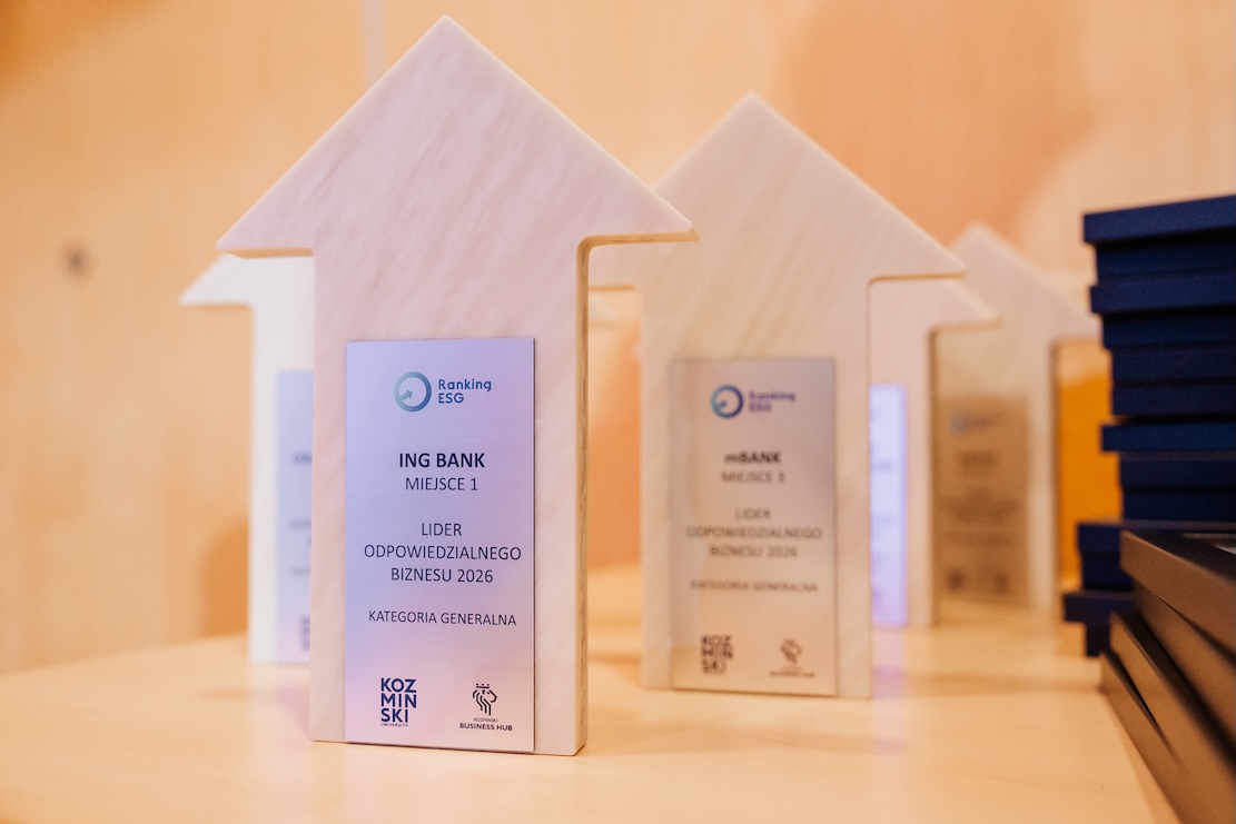 Statuetki Rankingu ESG 2026 — ING Bank Śląski Miejsce 1
